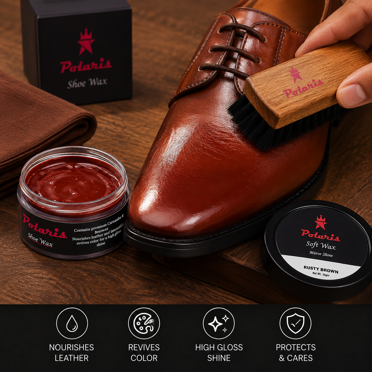 Leather Shoe Polish/Wax - Rust Brown (55 gm)
