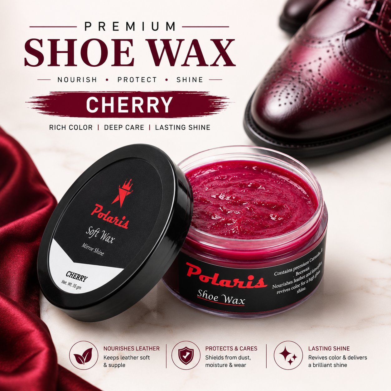 Leather Shoe Polish/Wax - Cherry (55 gm)
