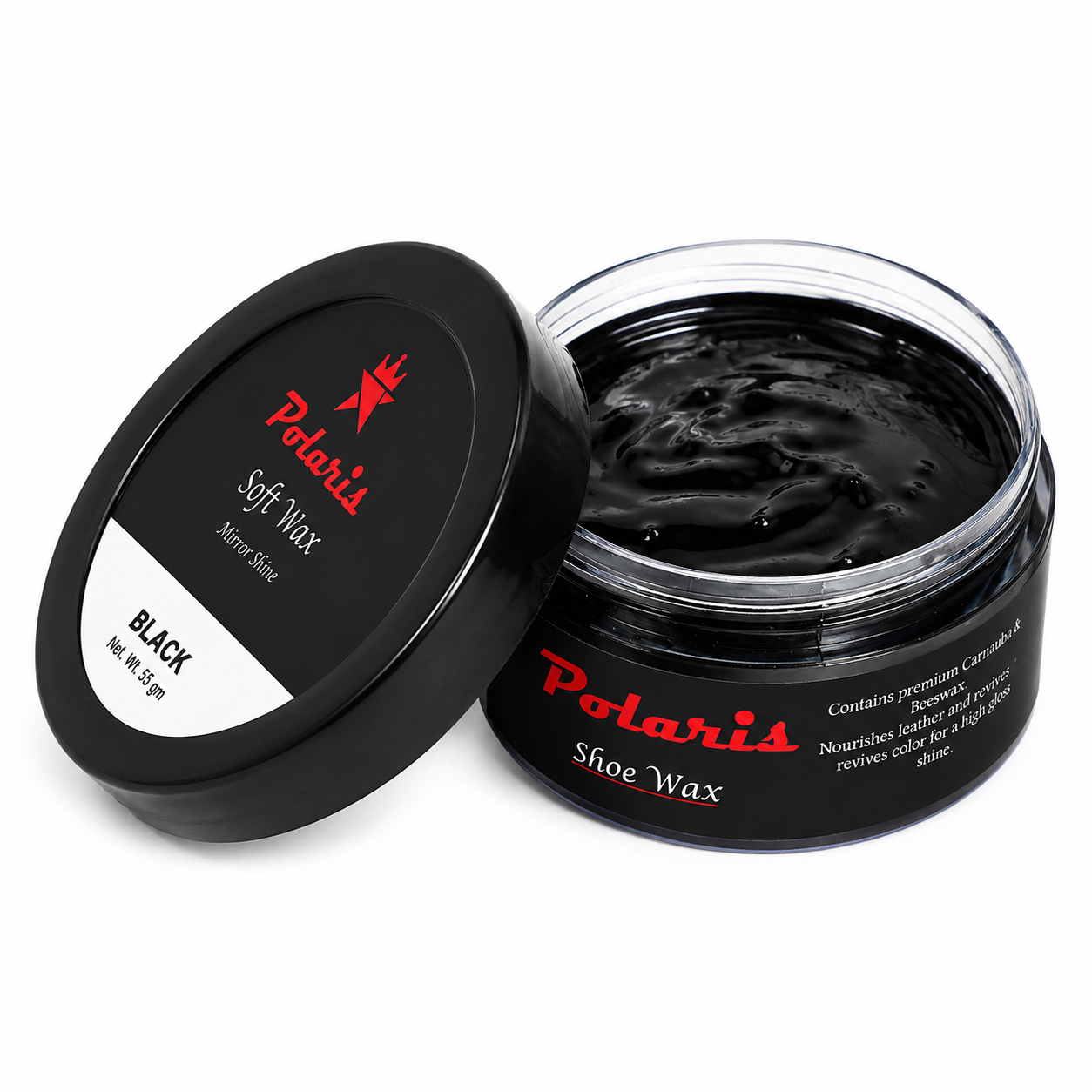 Leather Shoe Polish/Wax - Black  (55 gm) POLARIS