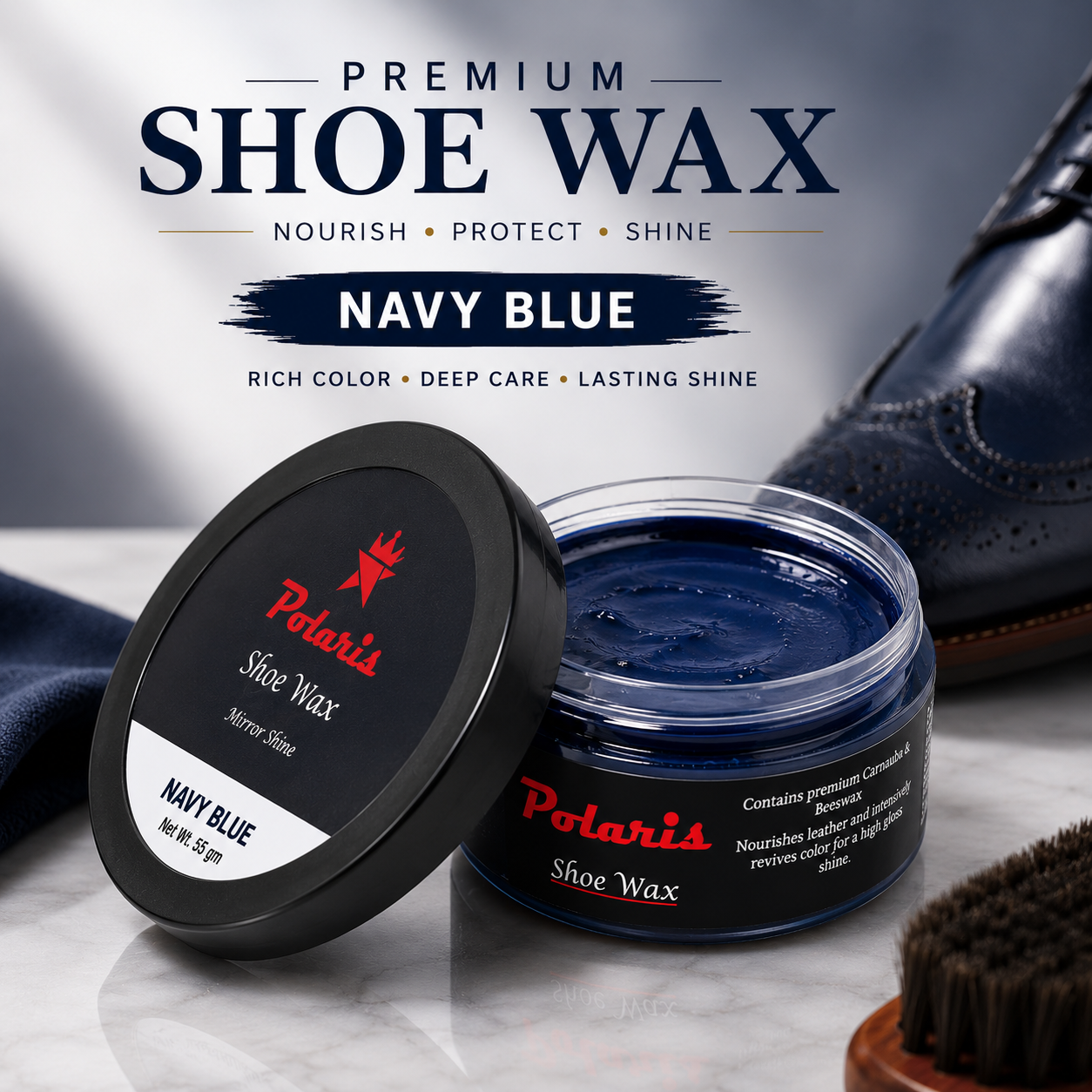 Leather Shoe Polish/Wax - Navy Blue (55 gm)