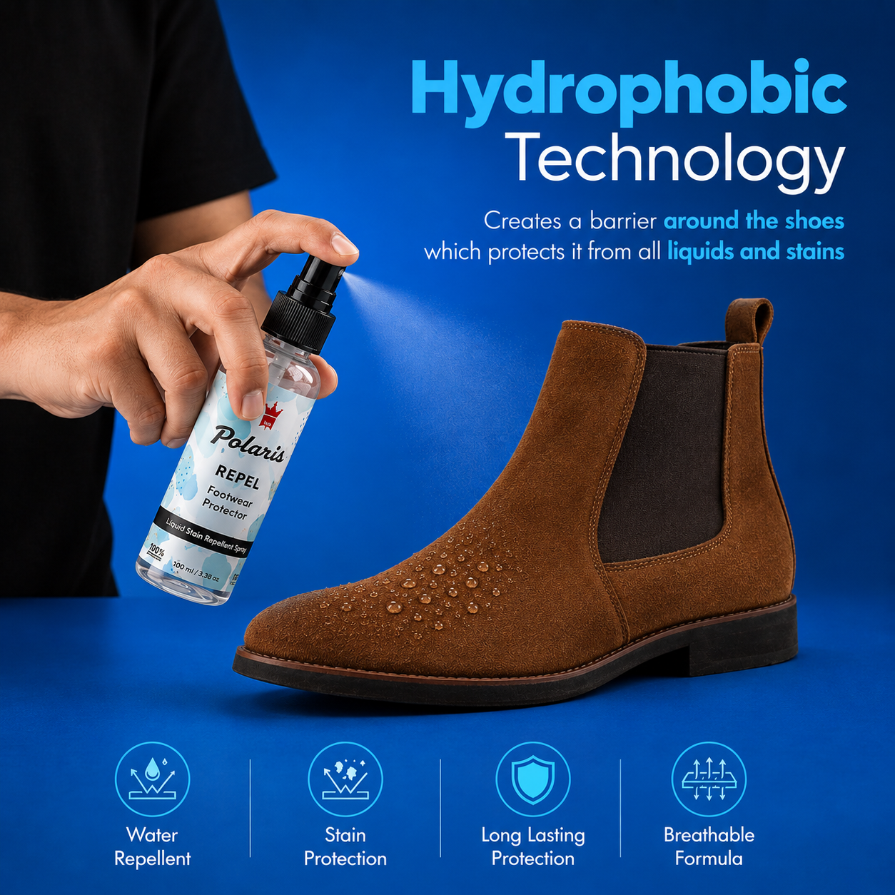 Polaris Repel Shoe Protector & Stain Repellent | FootWear Protector 100ML POLARIS