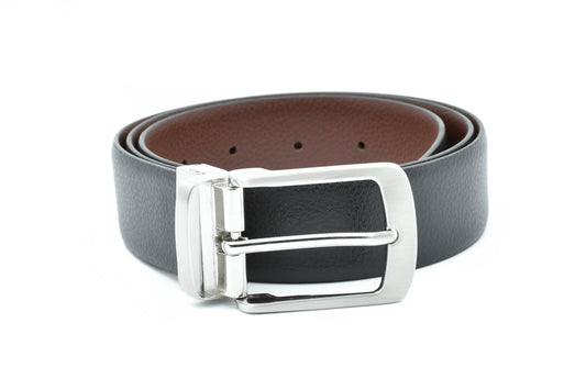 Men's Genuine Leather Reversible Formal Belt Black\Brown-Alce