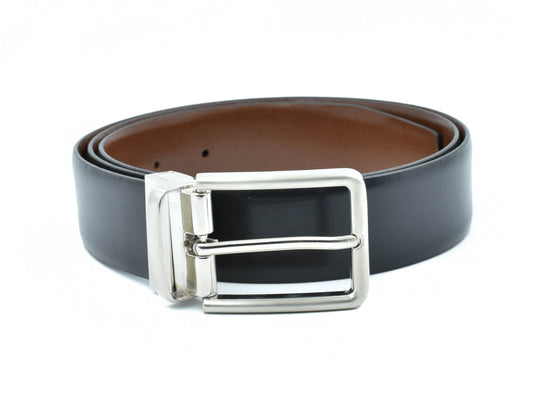 Men's Genuine Leather Reversible Formal Belt Black\Brown-Toledo